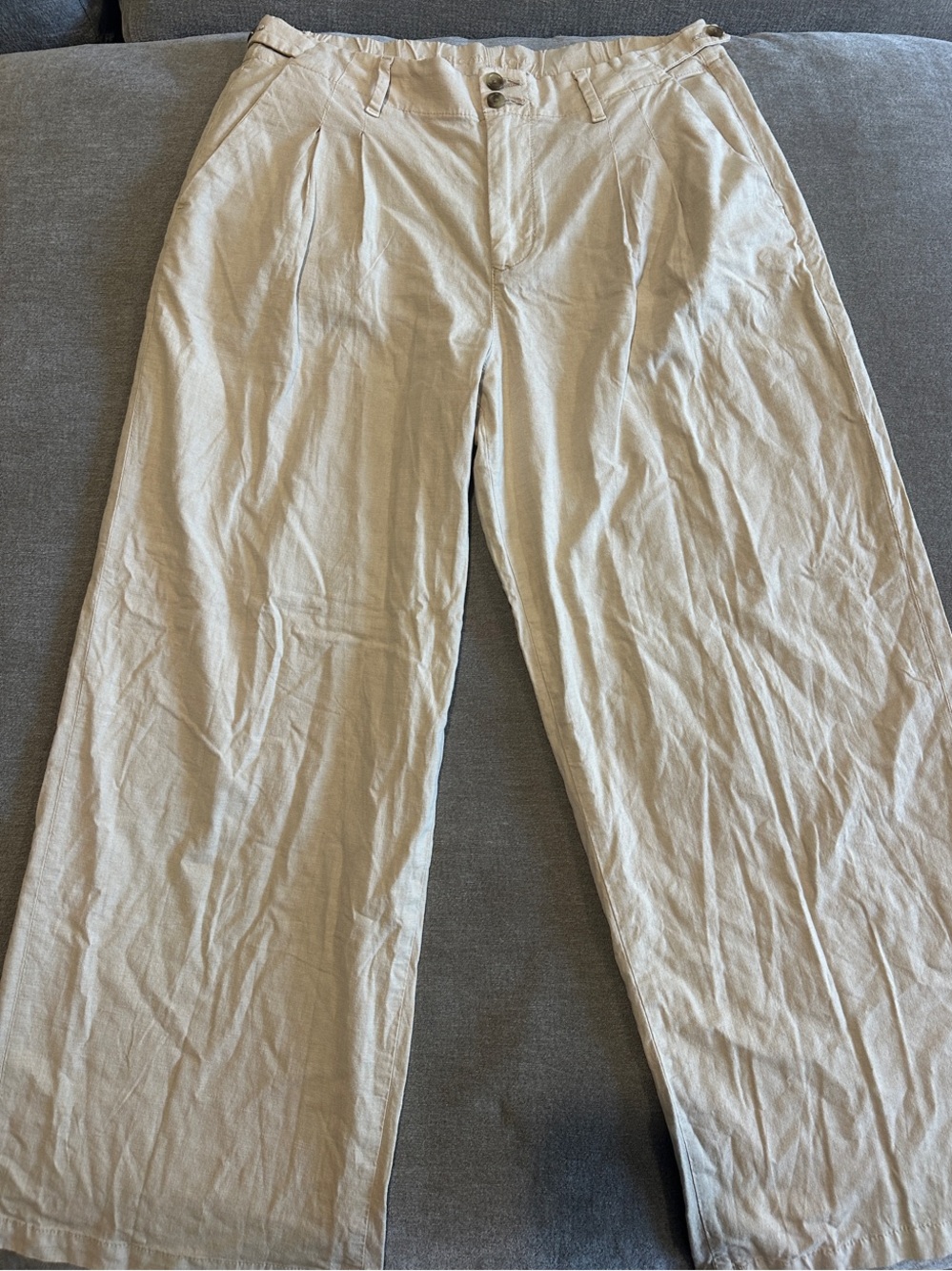 American Eagle Outfitters Beige High-Rise Wide Leg Trousers